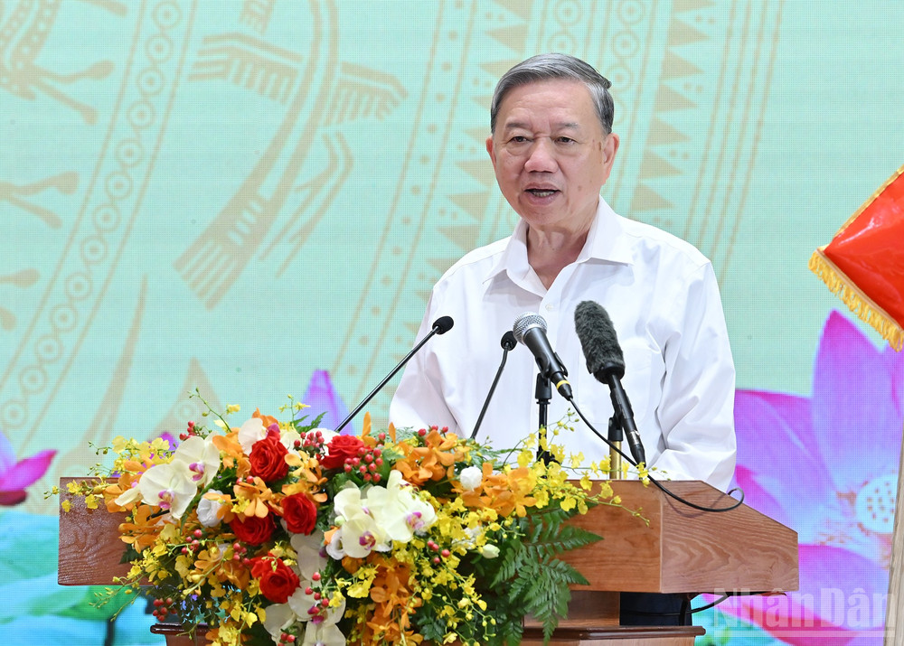 Tổng Bí thư Tô Lâm phát biểu tại buổi gặp mặt. ndo_br_11.jpg