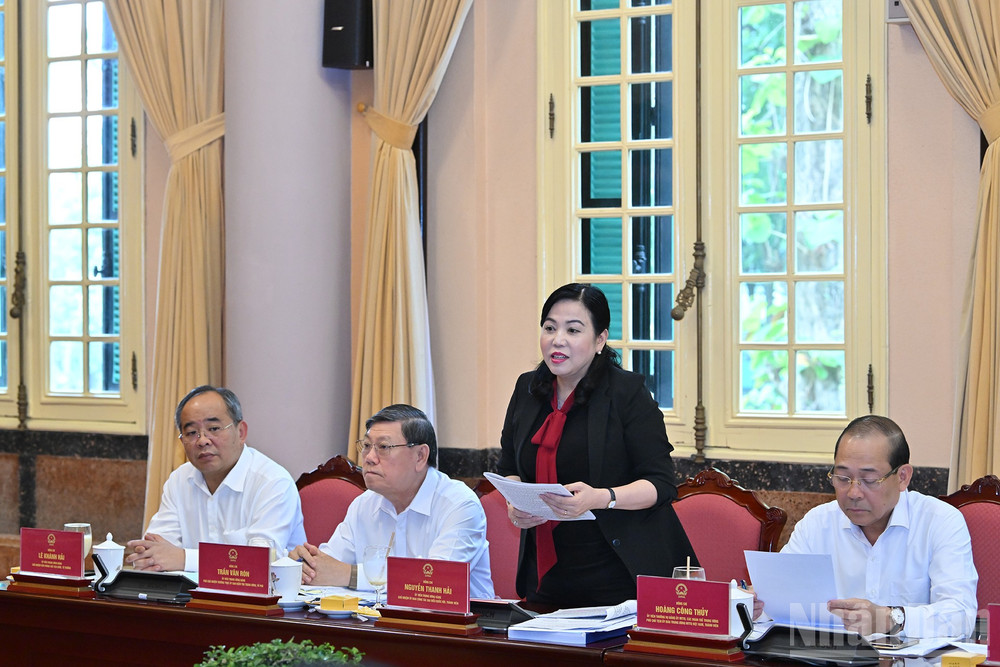Trưởng ban Công tác đại biểu Quốc hội Nguyễn Thanh Hải phát biểu ý kiến tại buổi làm việc. ndo_br_7.jpg