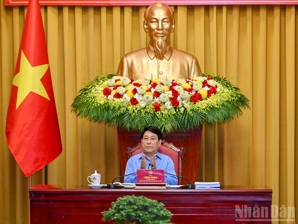 Chủ tịch nước Lương Cường chủ trì buổi làm việc với Tỉnh uỷ Quảng Ninh. ndo_br_2.jpg