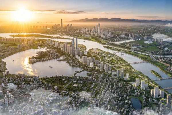 Phối cảnh tổng thể đại lộ cảnh quan sông Hồng.