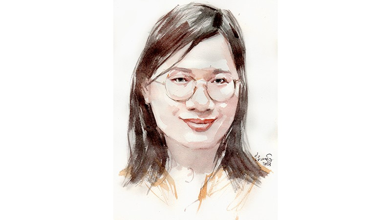 Ký họa chân dung nhà thơ Lương Kim Phương của họa sĩ Đỗ Hoàng Tường