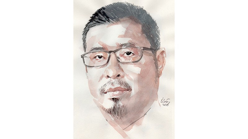 Ký họa chân dung nhà thơ Trần Nhật Minh của họa sĩ Đỗ Hoàng Tường.