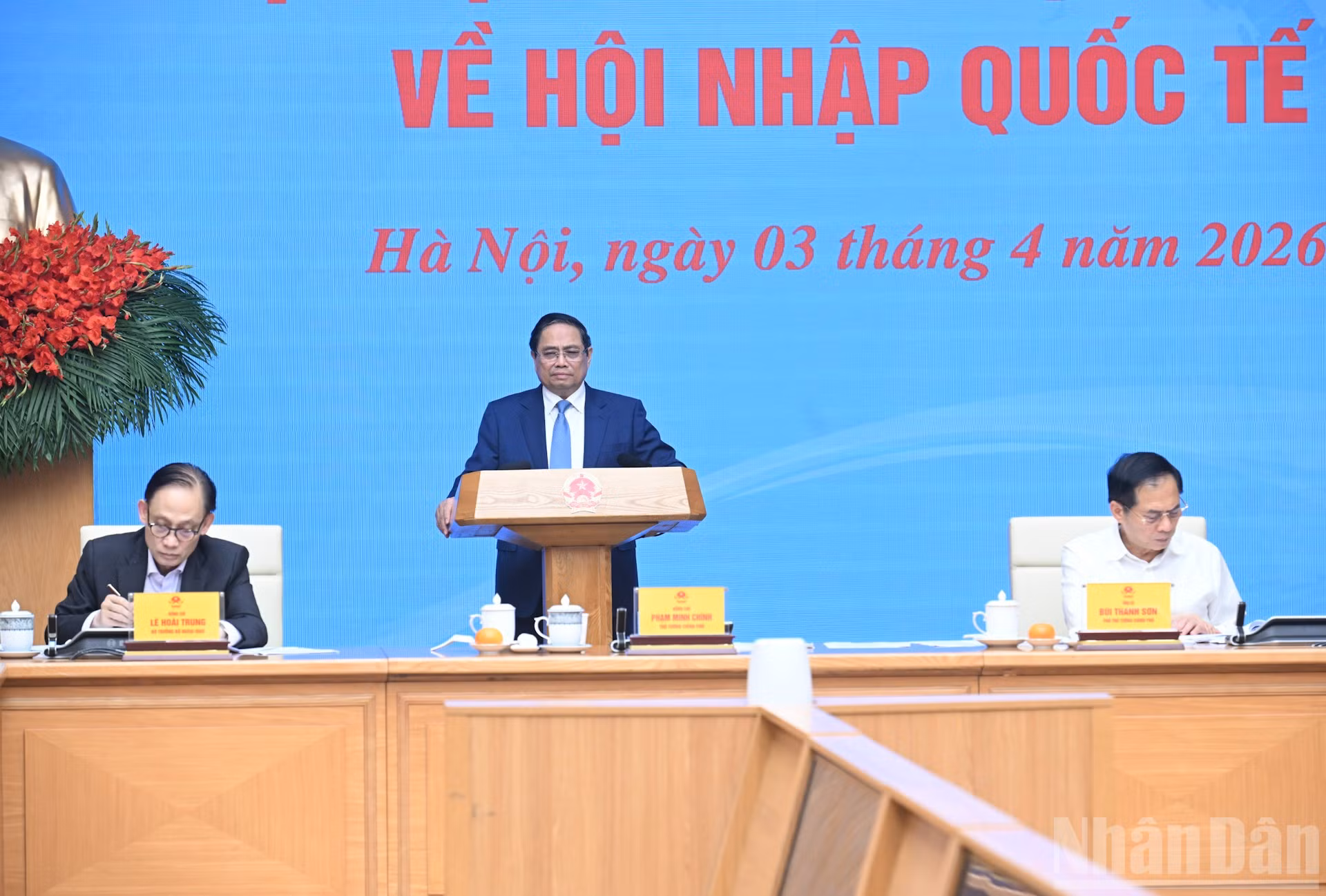 Thủ tướng Phạm Minh Chính phát biểu chỉ đạo tại cuộc họp của Ban Chỉ đạo Quốc gia về hội nhập quốc tế.