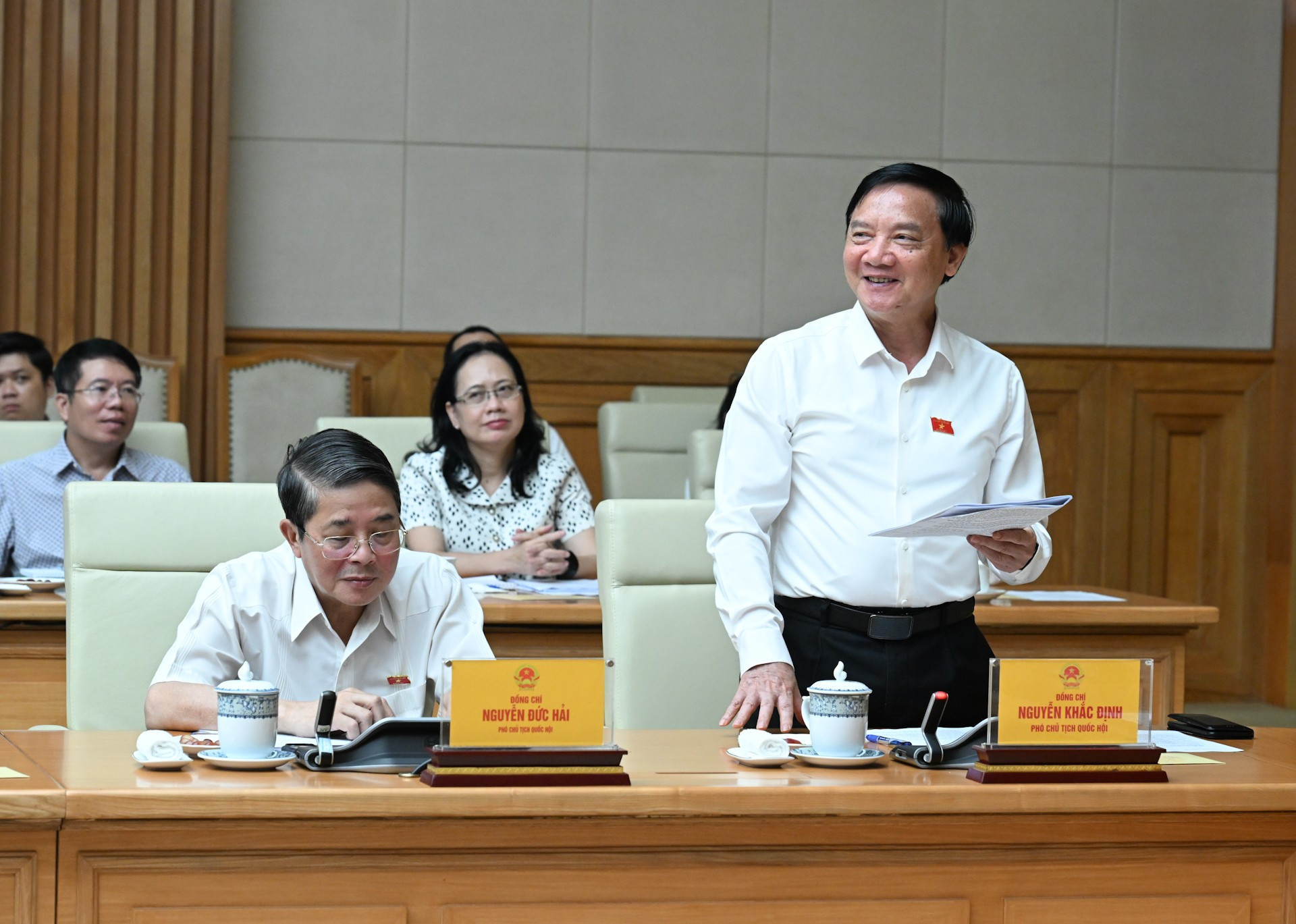 Der stellvertretende Vorsitzende der Nationalversammlung, Nguyen Khac Dinh, spricht auf der Konferenz. dsc-7009.jpg