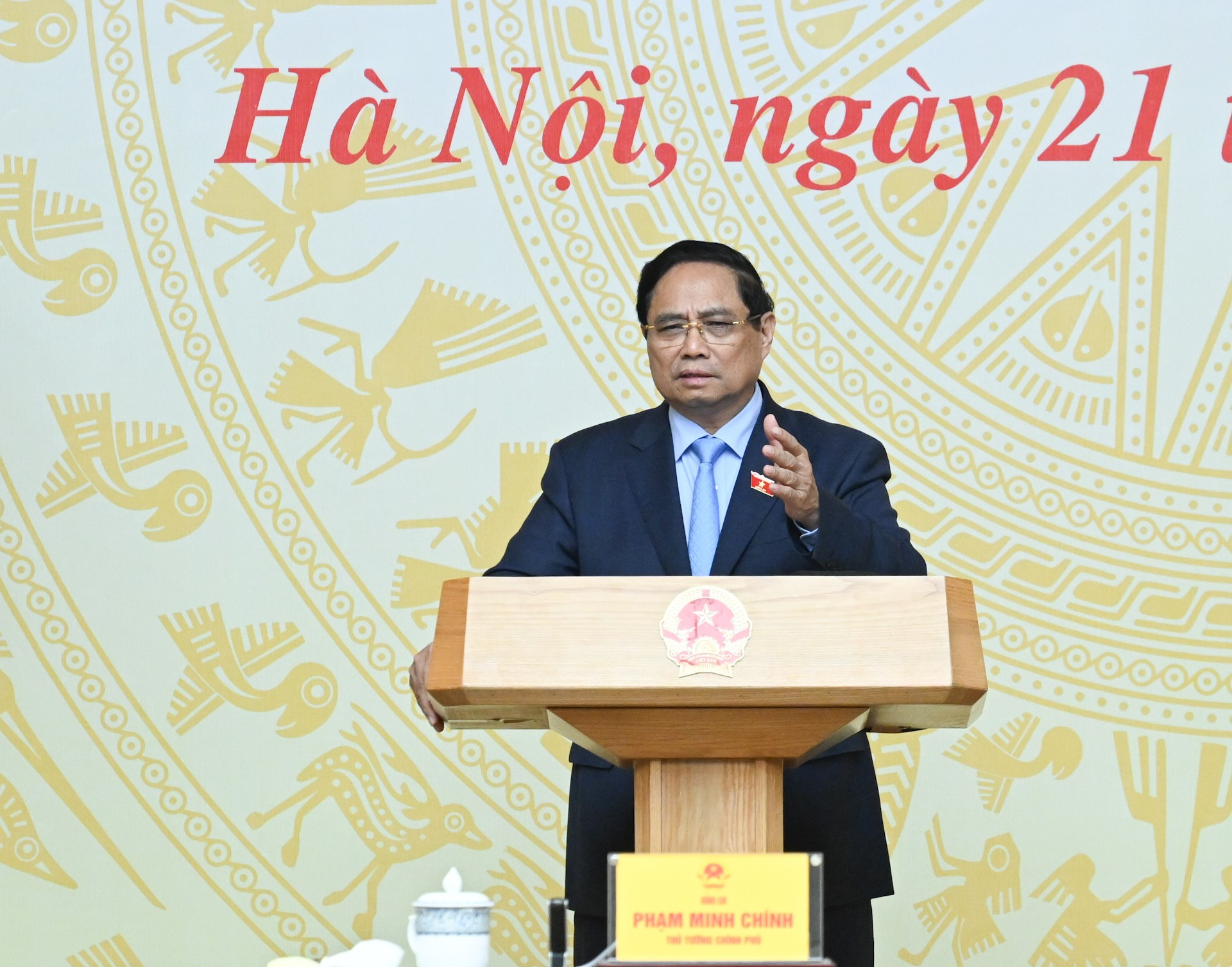Thủ tướng Phạm Minh Chính phát biểu chỉ đạo tại Phiên họp lần thứ 18 của Ban Chỉ đạo Quốc gia về chống khai thác hải sản bất hợp pháp, không báo cáo và không theo quy định (IUU). dsc-9215.jpg