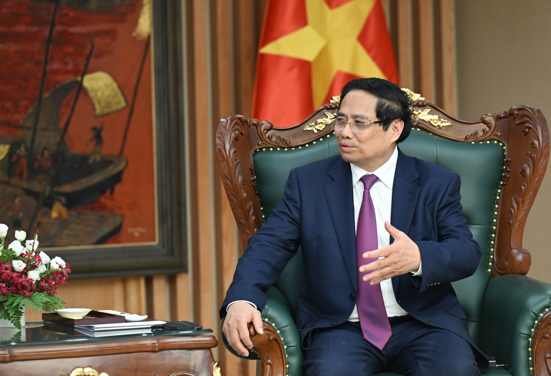 Thủ tướng Phạm Minh Chính phát biểu tại cuộc tiếp Thượng tướng Zakir Hasanov, Bộ trưởng Quốc phòng Azerbaijan. dsc-0550.jpg