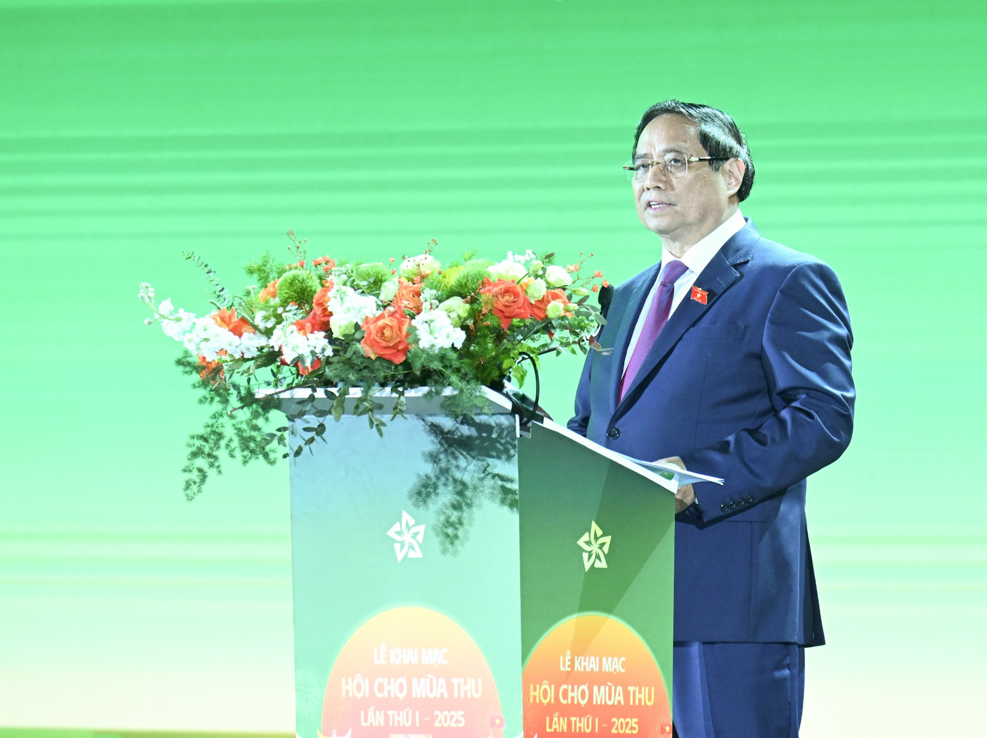 Thủ tướng Phạm Minh Chính phát biểu tại lễ khai mạc Hội chợ Mùa Thu lần thứ nhất - năm 2025. dsc-1813.jpg