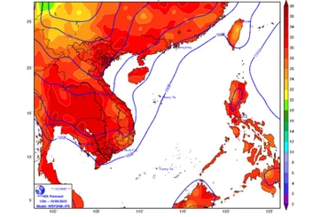 Bản đồ dự báo nhiệt độ cao nhất trong 24 giờ tới.