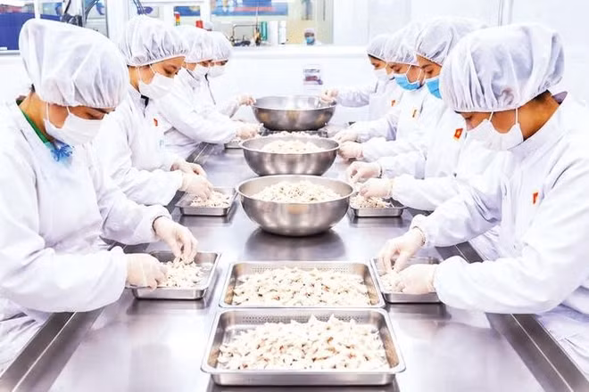 Công nhân sản xuất thực phẩm tại Công ty cổ phần sản xuất thực phẩm AK Food.