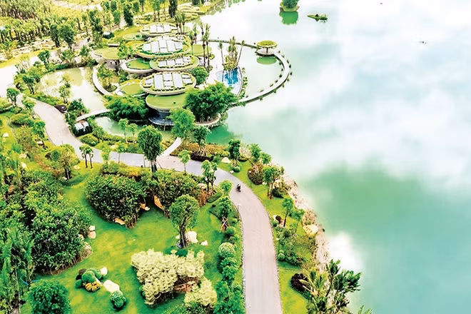 Toàn cảnh Dự án Khu đô thị sinh thái, thương mại và du lịch (Eco Retreat) tại xã Bến Lức quy mô hơn 220 ha, tổng vốn đầu tư gần 17.000 tỷ đồng.