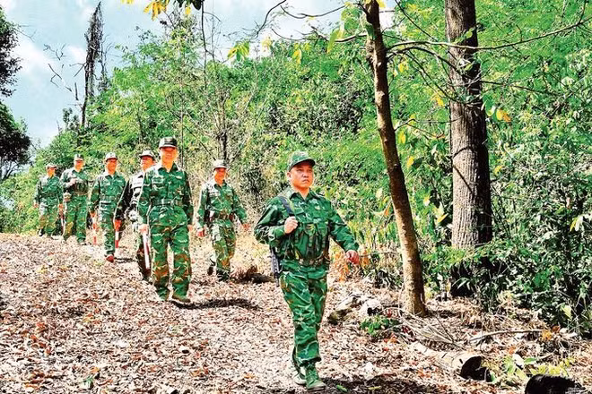 Bộ đội Biên phòng tỉnh Gia Lai tuần tra bảo vệ đường biên.