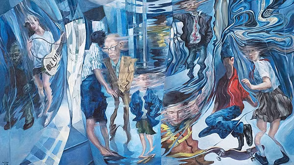 Tác phẩm "Phản chiếu" (120x205cm) của Nguyễn Hoàng Nam, đoạt giải nhất chuyên ngành Sơn dầu.