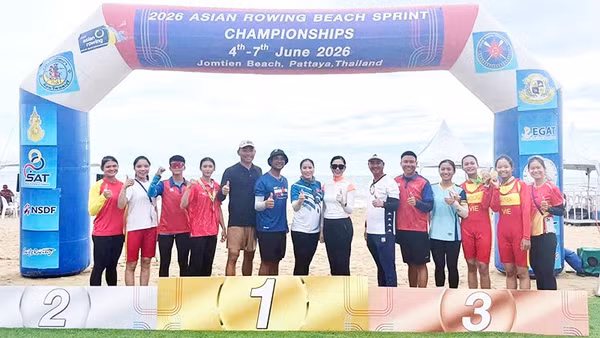 Đội tuyển rowing biển Việt Nam giành hai Huy chương vàng tại Giải vô địch châu Á 2026.