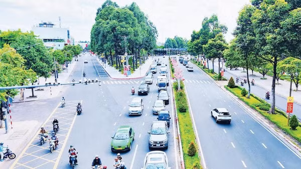 Một góc tuyến đường ở khu vực trung tâm thành phố Đồng Nai.