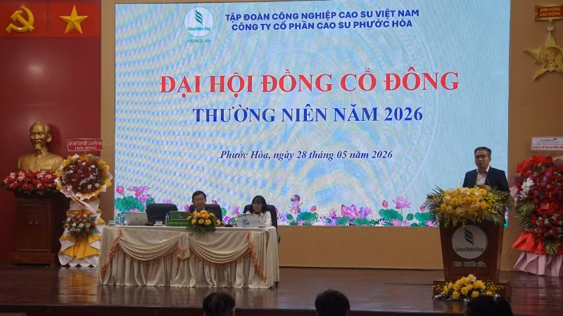Quang cảnh Đại hội đồng cổ đông thường niên năm 2026 Công ty cổ phần Cao-su Phước Hòa.