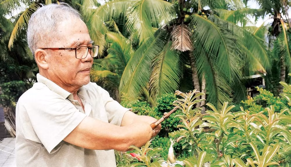 Thương binh Nguyễn Văn Hoàng vẫn tích cực lao động, sản xuất dù bị thương nặng. 