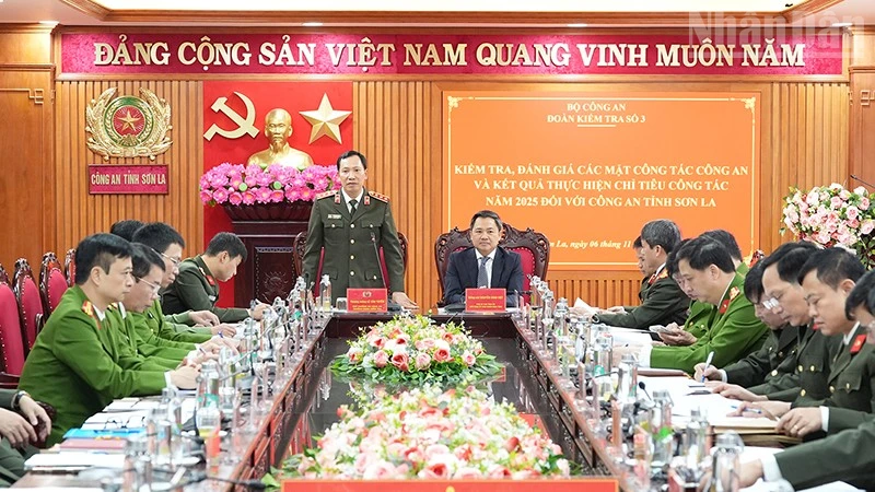 Đoàn kiểm tra số 03 kiểm tra, đánh giá các mặt công tác công an và kết quả thực hiện chỉ tiêu công tác năm 2025 tại Công an tỉnh Sơn La.