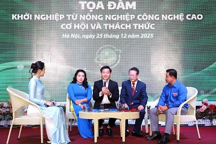 Các chuyên gia, đại diện nhà quản lý, thanh niên khởi nghiệp thành công trao đổi tại Tọa đàm.