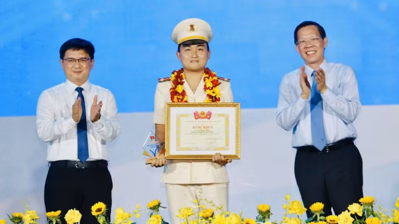 Trung úy Lê Tuấn Thành là đoàn viên trẻ tiêu biểu trong lực lượng công an Gia Lai.