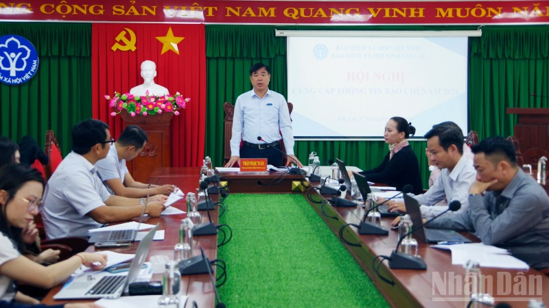 Quang cảnh buổi họp báo nhằm cung cấp thông tin cho báo chí diễn ra sáng 27/1 tại phường Quy Nhơn Bắc, tỉnh Gia Lai.