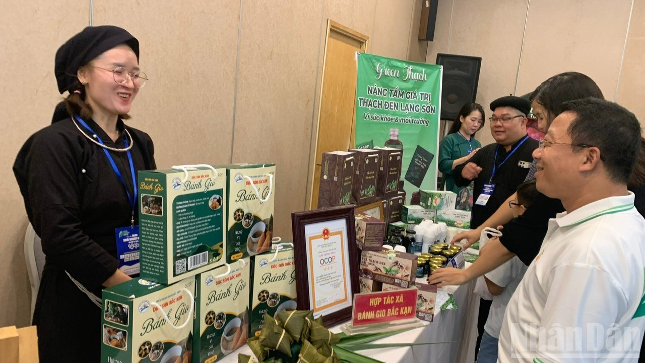 Các quầy hàng trưng bày sản phẩm dự thi trưng bày tại không gian sự kiện.