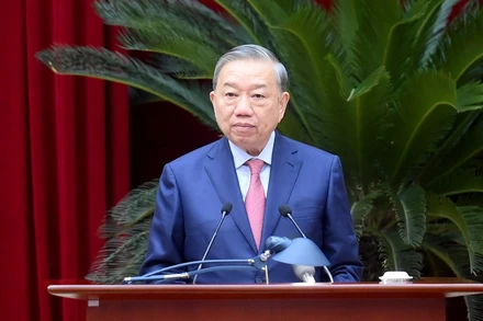 Tổng Bí thư Tô Lâm phát biểu khai mạc Hội nghị. (Ảnh ĐĂNG KHOA)