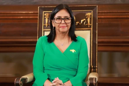 Bà Delcy Rodriguez tại lễ tuyên thệ nhậm chức Tổng thống lâm thời Venezuela, ở Caracas, ngày 5/1/2026. (Ảnh: THX/TTXVN) 