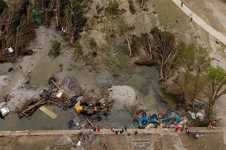 Thiệt hại do lũ lụt tại hạt Kerr, bang Texas, ngày 5/7/2025. (Ảnh: The Texas Tribune)