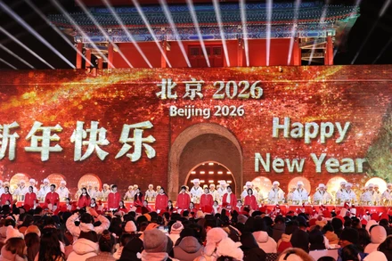 Thành phố Bắc Kinh hân hoan đón chào năm mới. (Ảnh: Hải Yến/TTXVN)