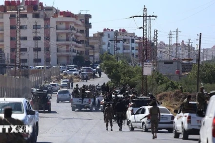 Lực lượng an ninh Syria tiến vào thành phố Sweida ở miền nam nước này. (Ảnh: THX/TTXVN)