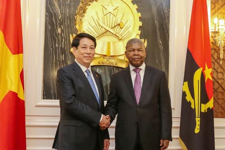 Chủ tịch nước Lương Cường và Tổng thống Angola João Manuel Gonçalves Lourenço.