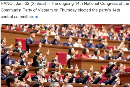 Hình ảnh về Đại hội đại biểu toàn quốc lần thứ XIV của Đảng Cộng sản Việt Nam trên Tân Hoa xã.