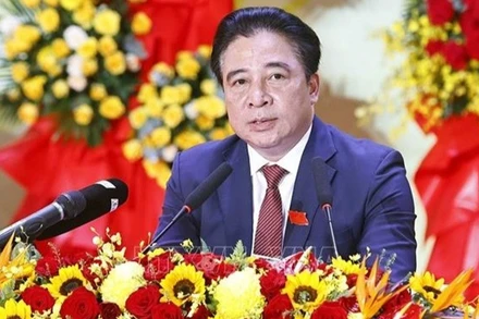 Đồng chí Nguyễn Khắc Toàn, Phó Bí thư Thường trực Tỉnh ủy, Chủ tịch Ủy ban nhân dân tỉnh Khánh Hòa phát biểu. (Ảnh: DOÃN TẤN/TTXVN)