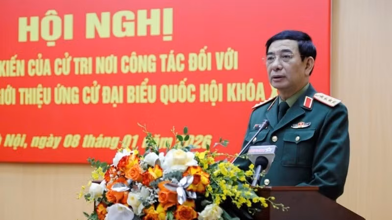 Đại tướng Phan Văn Giang phát biểu tại hội nghị.