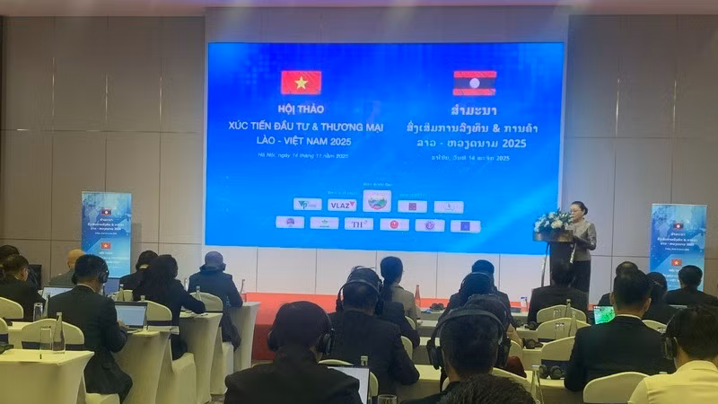 Đại sứ Lào tại Việt Nam Khamphao Ernthavanh phát biểu tại hội thảo.