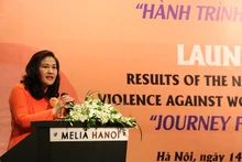 Thứ trưởng Lao động - Thương binh và Xã hội Nguyễn Thị Hà Phát biểu tại Lễ công bố.