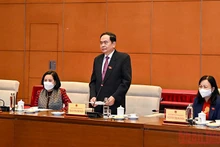 Phó Chủ tịch Thường trực Quốc hội Trần Thanh Mẫn phát biểu tại buổi gặp mặt. (Ảnh: Duy Linh)