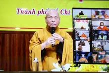 Hòa thượng Thích Thiện Nhơn, Chủ tịch Hội đồng Trị sự phát biểu khai mạc hội nghị.