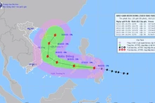 Vị trí và hướng di chuyển của bão Rai lúc 20 giờ ngày 16/12. (Nguồn: nchmf.gov.vn)