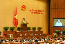 Quang cảnh phiên họp của Quốc hội, chiều 1/6. (Ảnh: LINH NGUYÊN)