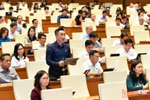 Đại biểu Quốc hội thảo luận ở hội trường về dự án Luật Phòng, chống bạo lực gia đình (sửa đổi) chiều 14/6. (Ảnh: THỦY NGUYÊN)