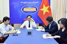 Bộ trưởng Ngoại giao Bùi Thanh Sơn tại buổi điện đàm (Ảnh: Mofa).