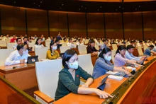 Các đại biểu Quốc hội biểu quyết thông qua Nghị quyết về Chương trình giám sát của Quốc hội năm 2023. (Ảnh: NGUYÊN KHOA)