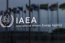 Biểu trưng của IAEA tại trụ sở của tổ chức này ở Vienna, Áo, tháng 5/2021. (Ảnh: Reuters)