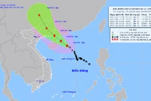 Vị trí và hướng di chuyển của bão số 1 lúc 16 giờ ngày 1/7. (Nguồn: nchmf.gov.vn)