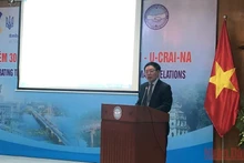 Ông Đặng Văn Chiến, Chủ tịch Hội hữu nghị Việt Nam-Ukraine phát biểu tại buổi lễ.