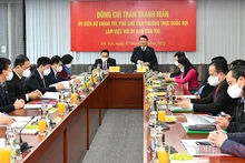 Toàn cảnh buổi làm việc tại trụ sở Ủy ban Dân tộc. (Ảnh: Thủy Nguyên)