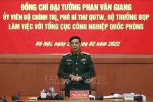 Đại tướng Phan Văn Giang phát biểu tại buổi làm việc. (Ảnh: TTXVN)