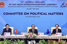 Phiên họp của Ủy ban Chính trị với chủ đề “Ngoại giao nghị viện vì hòa bình và an ninh bền vững trong ASEAN”. Ảnh: DUY LINH