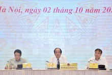 Bộ trưởng, Chủ nhiệm Văn phòng Chính phủ Mai Tiến Dũng chủ trì họp báo. Ảnh: VGP